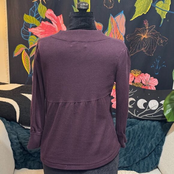 MOSSIMO 3/4 Sleeve Button-Down Cotton Blend Cardigan Sweater, Magenta, XS - Picture 6 of 15